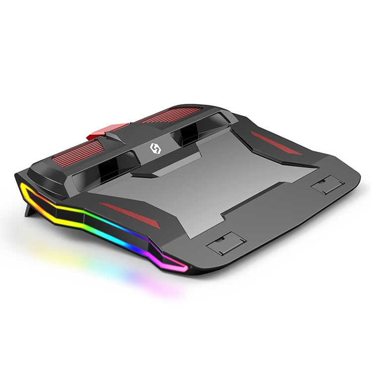 Lisslune | SSRQ-021S Rainbow Version Flank Glowing Dual-Fan Laptop Radiator Two-Speed Adjustable Computer Base for Laptops Under 18 Inches