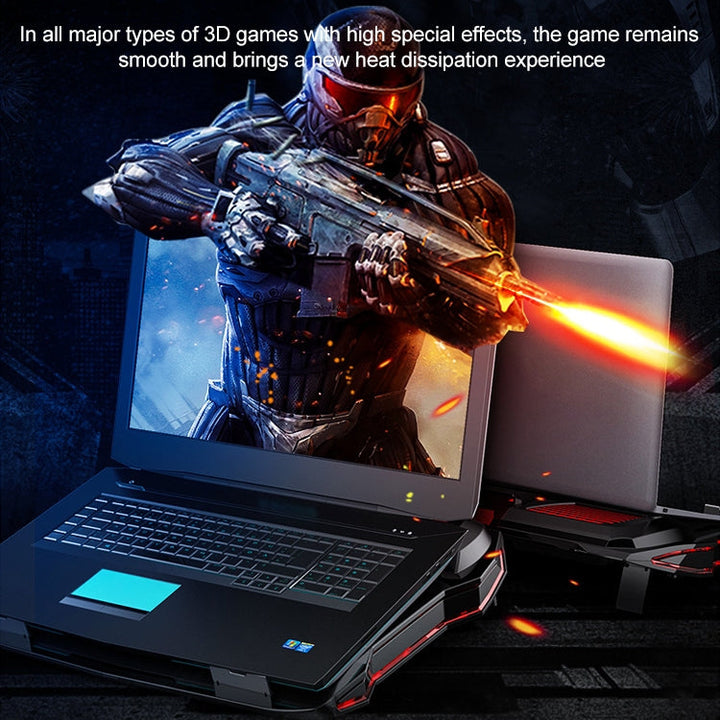 Lisslune | SSRQ-021S Rainbow Version Flank Glowing Dual-Fan Laptop Radiator Two-Speed Adjustable Computer Base for Laptops Under 18 Inches