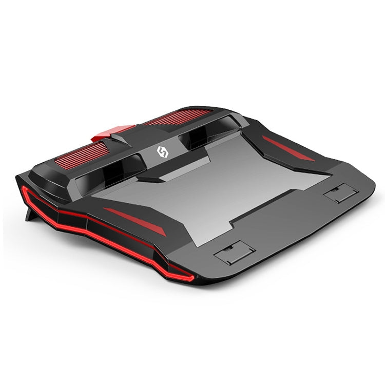 Lisslune | SSRQ-021S Red Light Version Edge-Incoming Double-Fan Laptop Cooler Two-Speed Adjustable Computer Base for Laptops Under 18 Inches