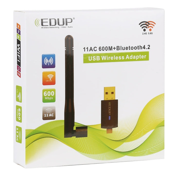 Lisslune | EDUP EP-AC1661 2 in 1 Bluetooth 4.2 + Dual Band 11AC 600Mbps High-Speed Wireless USB Adapter WiFi Receiver