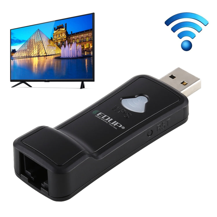 Lisslune | EDUP EP-2911S 300Mbps 2.4GHz Wireless USB Repeater WiFi to RJ45 Network Adapter for TV, Set-Top Box, PS4, Xbox, Printer, Projector