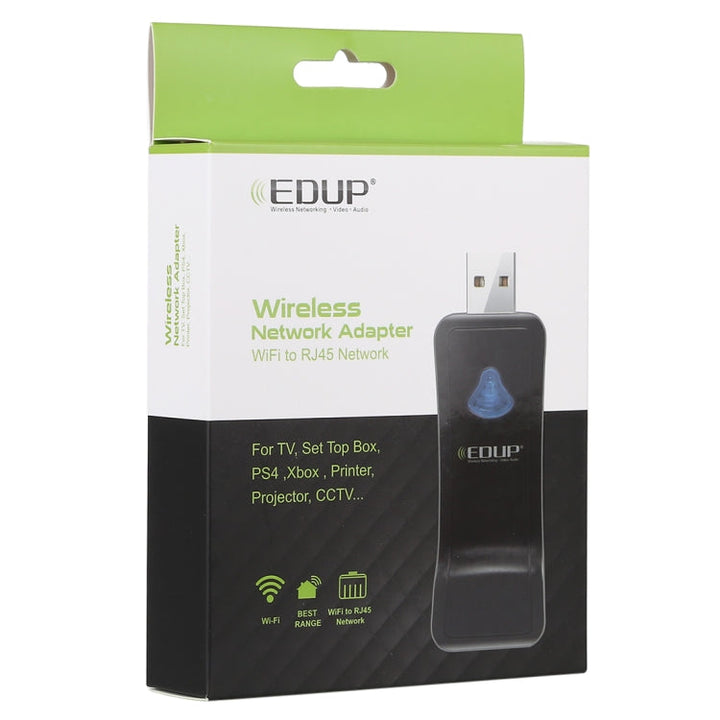 Lisslune | EDUP EP-2911S 300Mbps 2.4GHz Wireless USB Repeater WiFi to RJ45 Network Adapter for TV, Set-Top Box, PS4, Xbox, Printer, Projector
