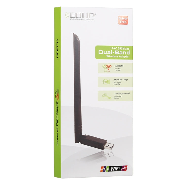 Lisslune | EDUP EP-AC1666 Dual Band 11AC 650Mbps High-Speed Wireless USB Adapter WiFi Receiver, driverless