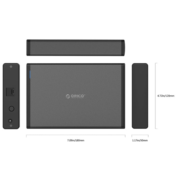 Lisslune | ORICO 7688C3 8TB 3.5 Inch USB-C / Type-C Mobile HDD Enclosure with Removable Base, Cable Length: 1m