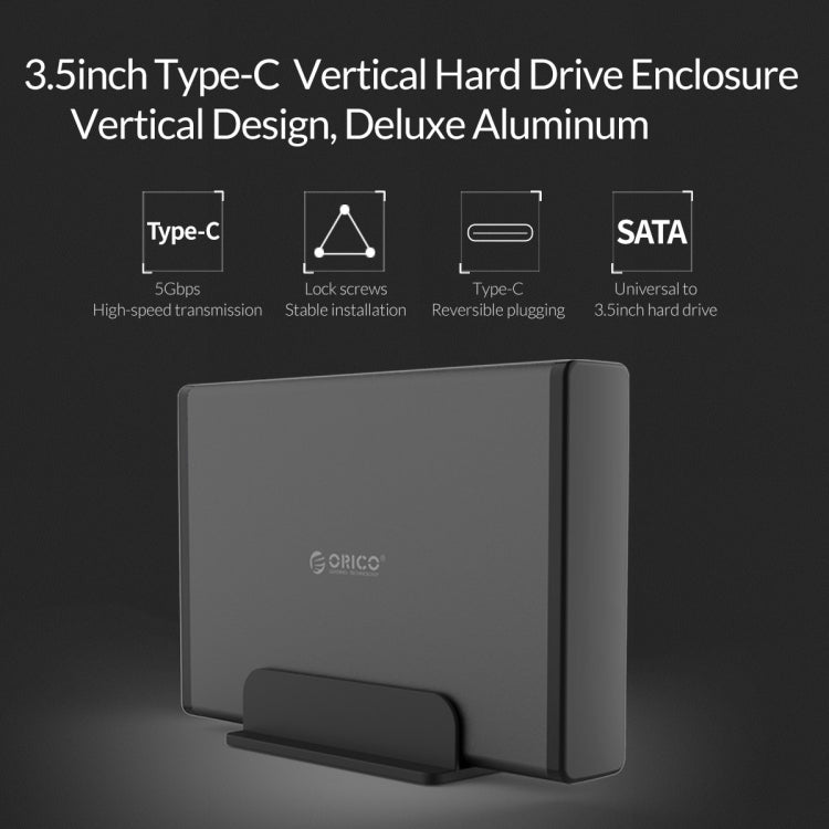Lisslune | ORICO 7688C3 8TB 3.5 Inch USB-C / Type-C Mobile HDD Enclosure with Removable Base, Cable Length: 1m
