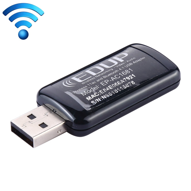 Lisslune | EDUP EP-AC1681 2 in 1 AC1200Mbps 2.4GHz & 5.8GHz Dual Band USB WiFi Adapter External Network Card with Bluetooth 4.1 Function
