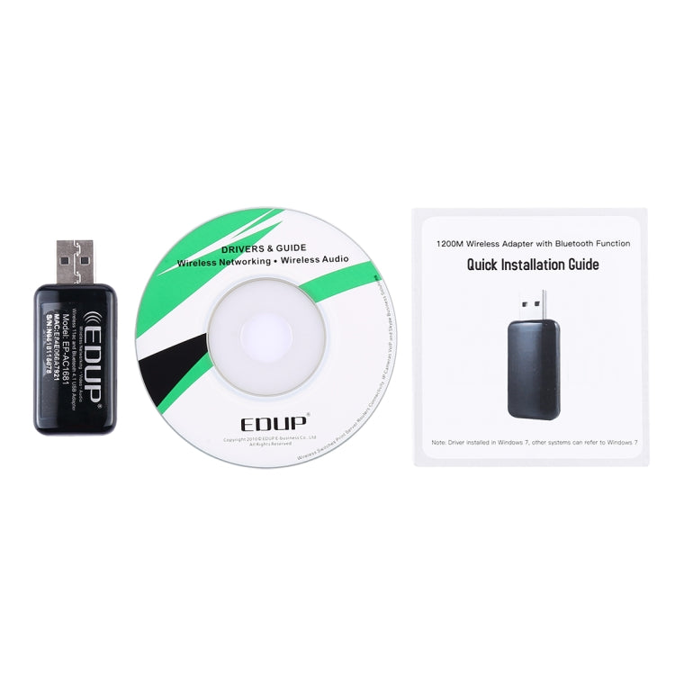 Lisslune | EDUP EP-AC1681 2 in 1 AC1200Mbps 2.4GHz & 5.8GHz Dual Band USB WiFi Adapter External Network Card with Bluetooth 4.1 Function