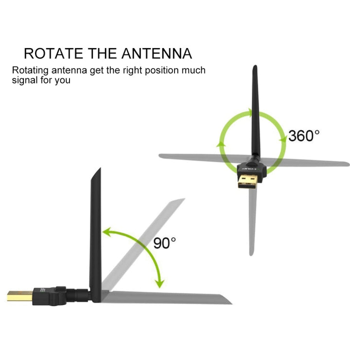 Lisslune | EDUP EP-AC1669 AC1300Mbps 2.4GHz & 5.8GHz Dual Band USB WiFi Adapter External Network Card with 2dbi Antenna