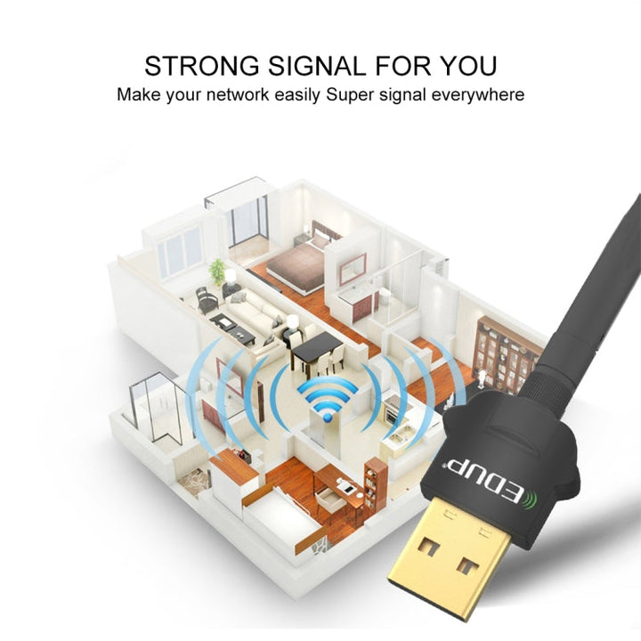 Lisslune | EDUP EP-AC1669 AC1300Mbps 2.4GHz & 5.8GHz Dual Band USB WiFi Adapter External Network Card with 2dbi Antenna