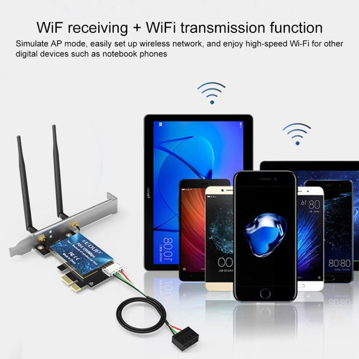 Lisslune | EDUP EP-9620 2 in 1 AC1200Mbps 2.4GHz & 5.8GHz Dual Band PCI-E 2 Antenna WiFi Adapter External Network Card + Bluetooth