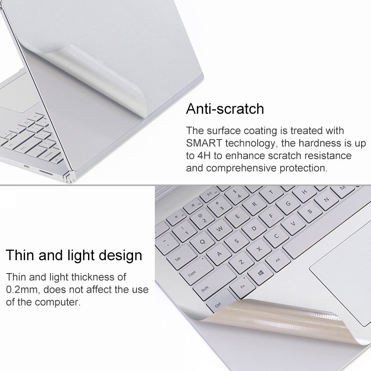 Lisslune | 4 in 1 Notebook Shell Protective Film Sticker Set for Microsoft Surface Book 2 15 Inch (Silver)