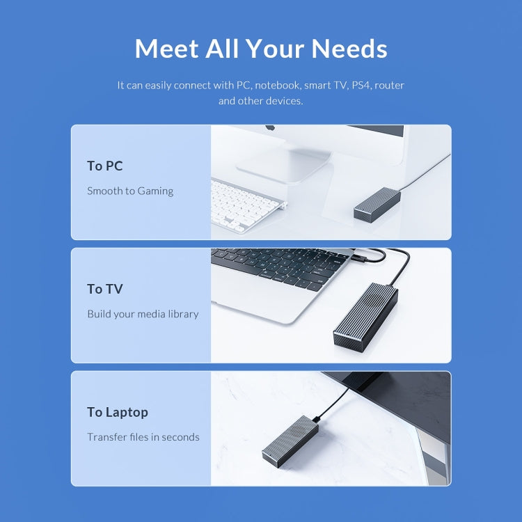 Lisslune | ORICO M2PVC3-G20-GY-BP USB3.2 20Gbps M.2 NVMe SSD enclosure