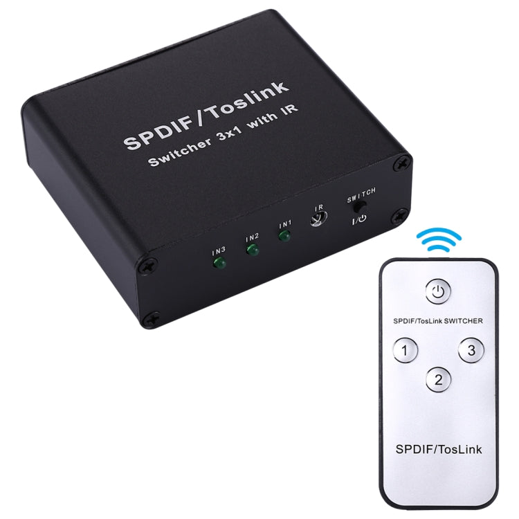 Lisslune | NK-3X1 Full HD SPDIF / Toslink Digital Optical Audio 3 x 1 Switch Extension with IR Remote Control