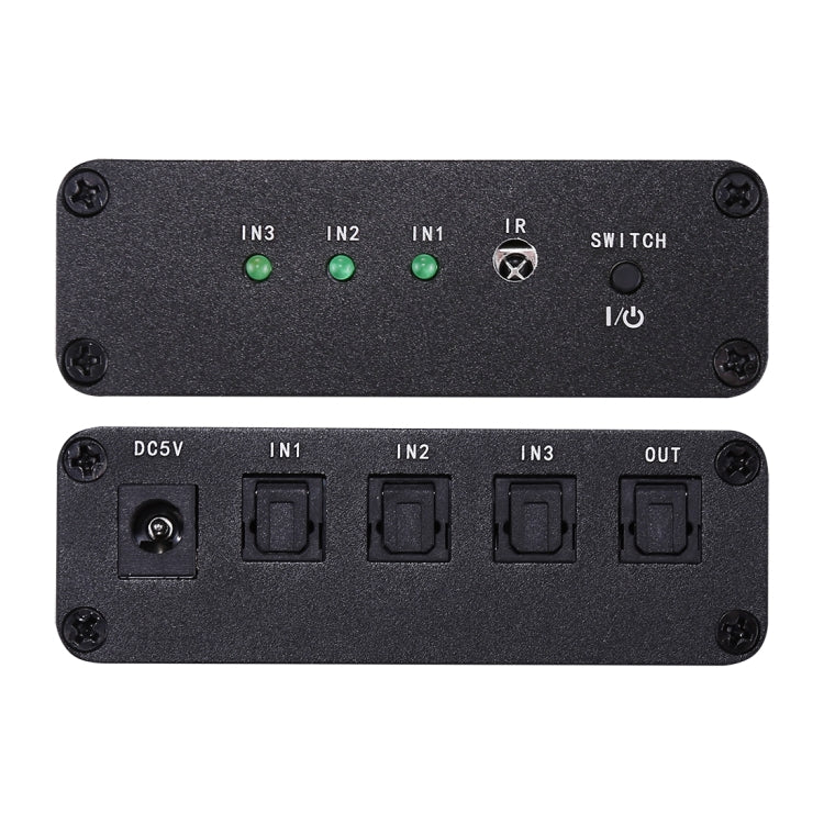 Lisslune | NK-3X1 Full HD SPDIF / Toslink Digital Optical Audio 3 x 1 Switch Extension with IR Remote Control