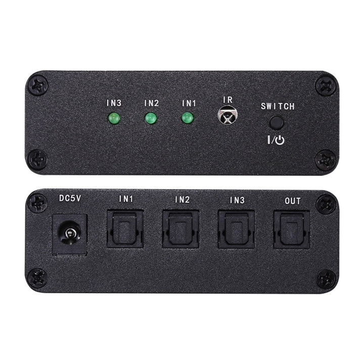 Lisslune | NK-3X1 Full HD SPDIF / Toslink Digital Optical Audio 3 x 1 Switch Extension with IR Remote Control