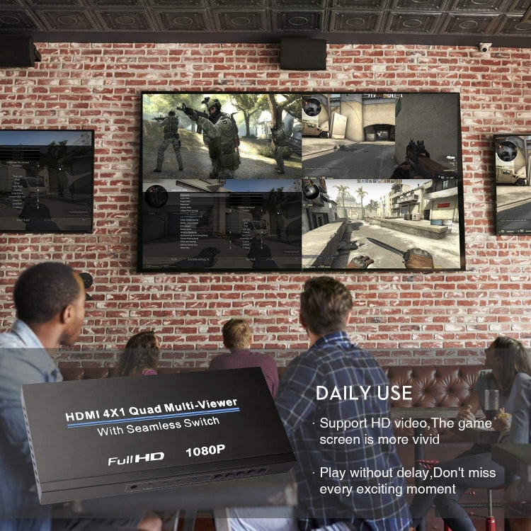 Lisslune | NEWKENG NK-C941 Full HD 1080P HDMI 4x1 Quad Multi-Viewer with seamless switch & remote control, EU plug