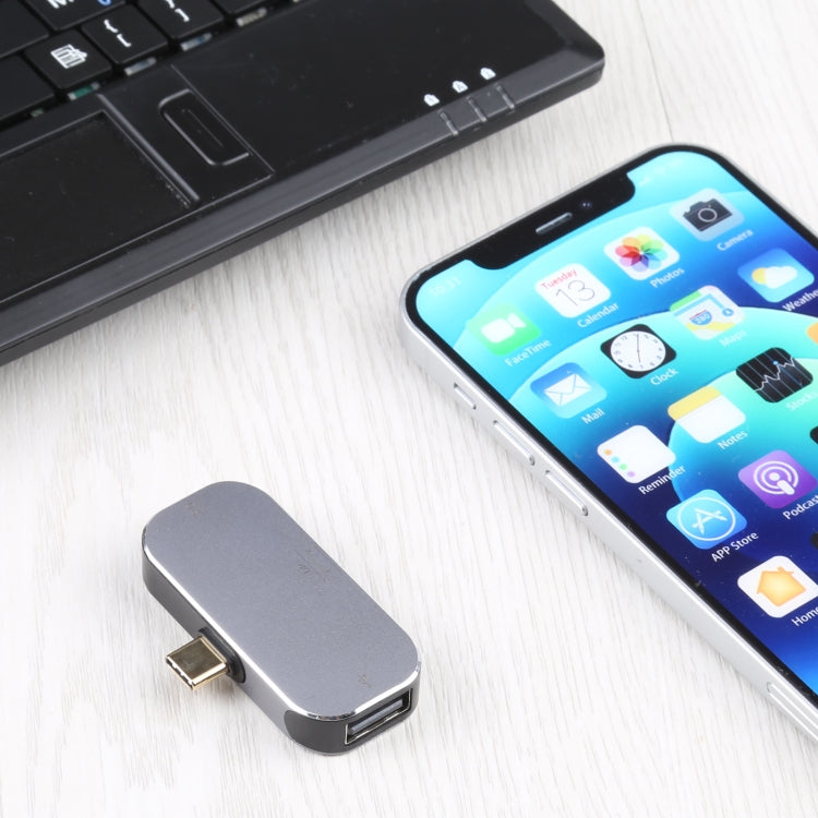 Lisslune | 3 in 1 USB-C / Type-C plug to USB-C / Type-C charging + USB + DP socket adapter