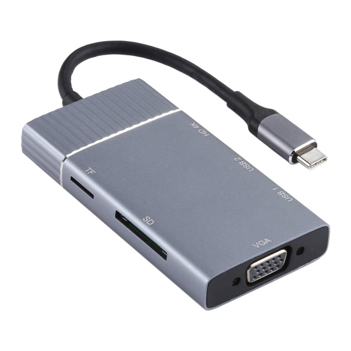 Lisslune | 7 In 1 Dual USB 3.0 + TF/SD + HDMI/VGA + 3.5mm Jack + Type-C / USB-C Multifunction USB-C Docking Station