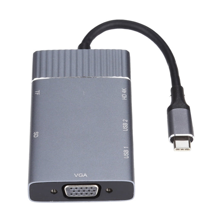 Lisslune | 7 In 1 Dual USB 3.0 + TF/SD + HDMI/VGA + 3.5mm Jack + Type-C / USB-C Multifunction USB-C Docking Station