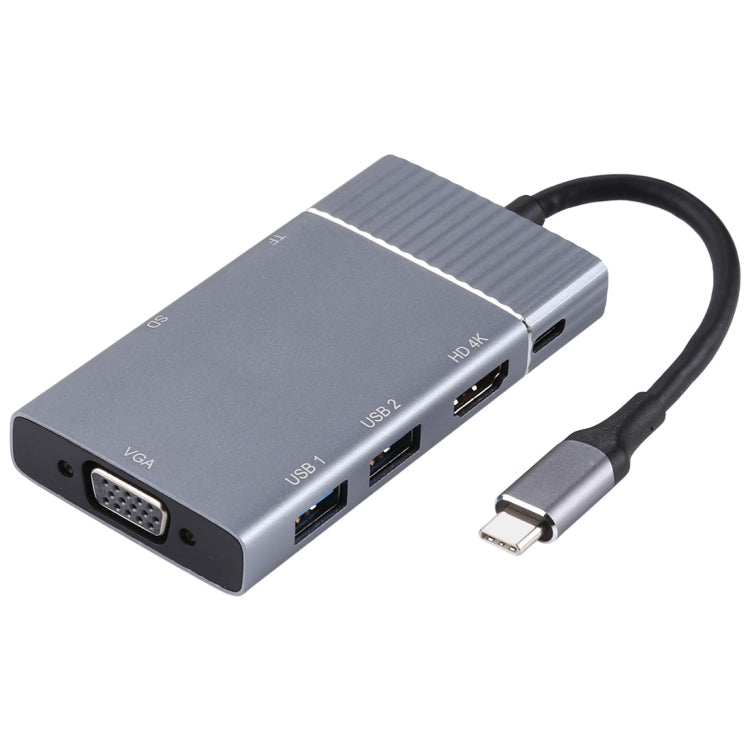 Lisslune | 7 In 1 Dual USB 3.0 + TF/SD + HDMI/VGA + 3.5mm Jack + Type-C / USB-C Multifunction USB-C Docking Station