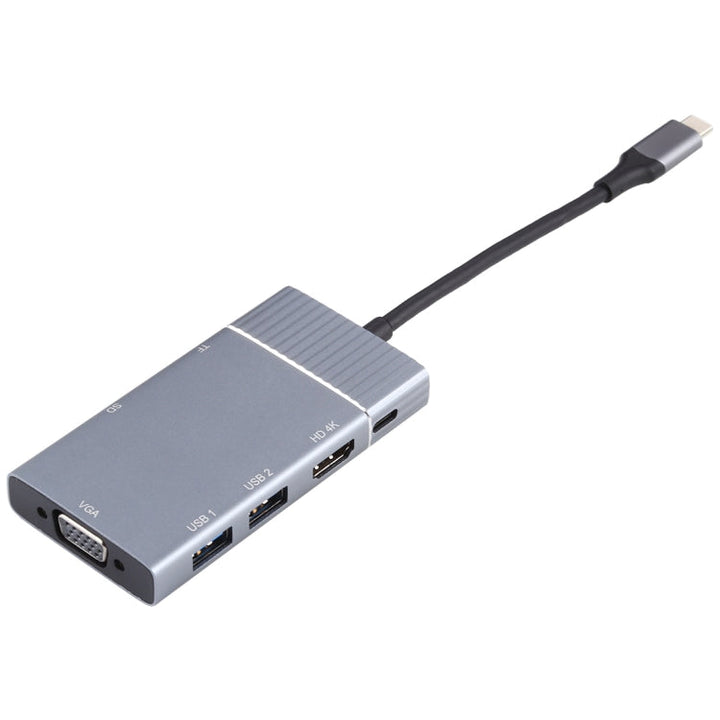 Lisslune | 7 In 1 Dual USB 3.0 + TF/SD + HDMI/VGA + 3.5mm Jack + Type-C / USB-C Multifunction USB-C Docking Station