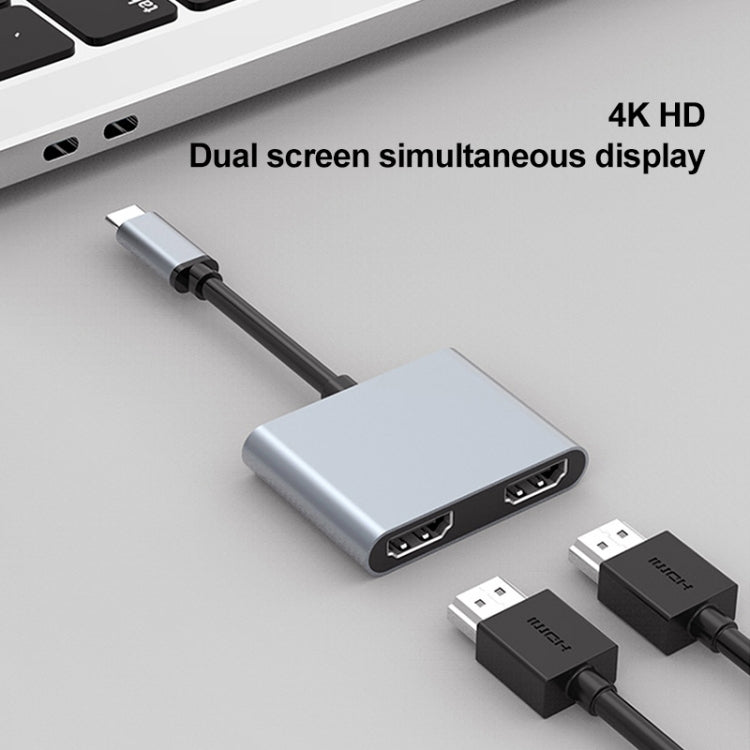 Lisslune | 2 in 1 USB-C / Type-C to 2 x HDTV Ports HUB Adapter