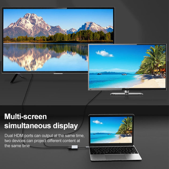 Lisslune | 2 in 1 USB-C / Type-C to 2 x HDTV Ports HUB Adapter