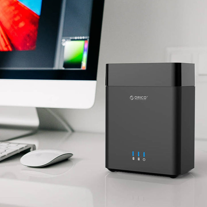 Lisslune | ORICO DS200U3 3.5 inch 2 Bay Magnetic USB 3.0 Hard Drive Enclosure with Blue LED Display (Black)