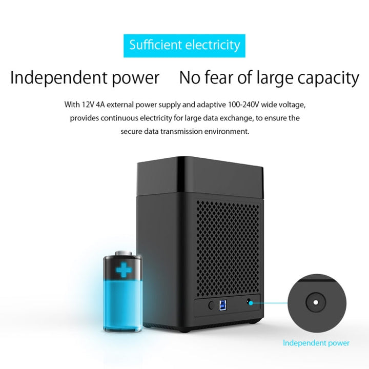 Lisslune | ORICO DS200U3 3.5 inch 2 Bay Magnetic USB 3.0 Hard Drive Enclosure with Blue LED Display (Black)