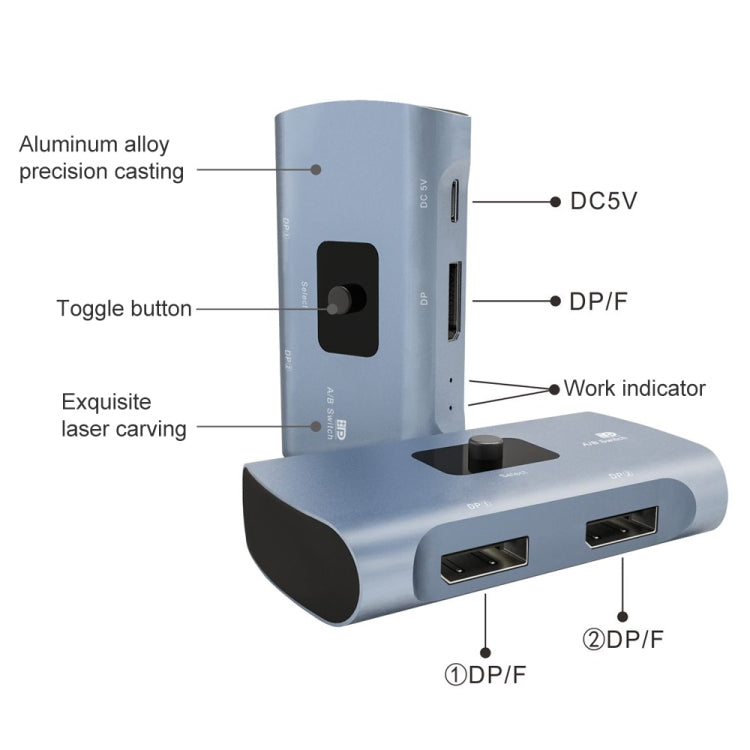Lisslune | Z57 DP Female x 2 to USB-C / Type-C + DP Female Two-Way DP Switcher