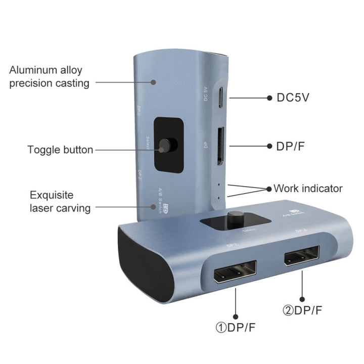 Lisslune | Z57 DP Female x 2 to USB-C / Type-C + DP Female Two-Way DP Switcher