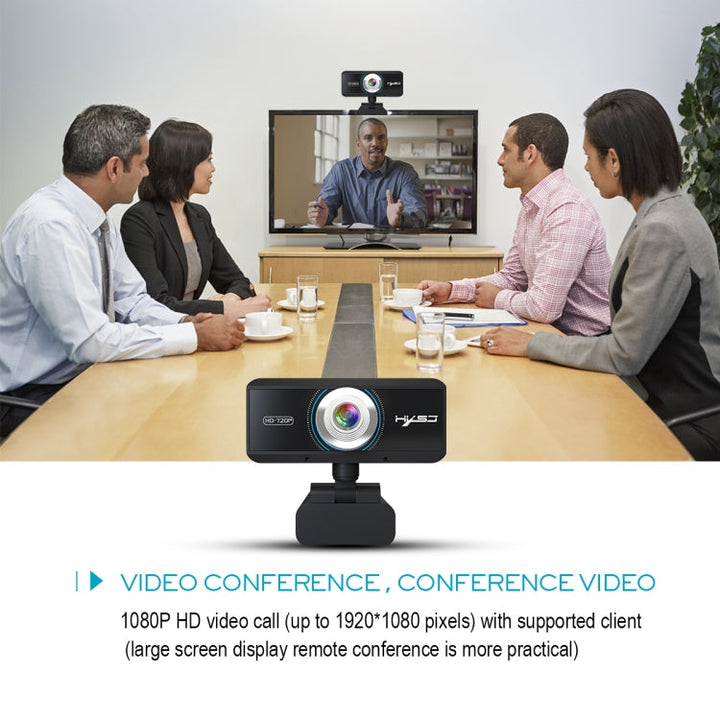 Lisslune | HXSJ S4 1080P adjustable 180 degree HD manual focus video webcam PC camera with microphone (Black)