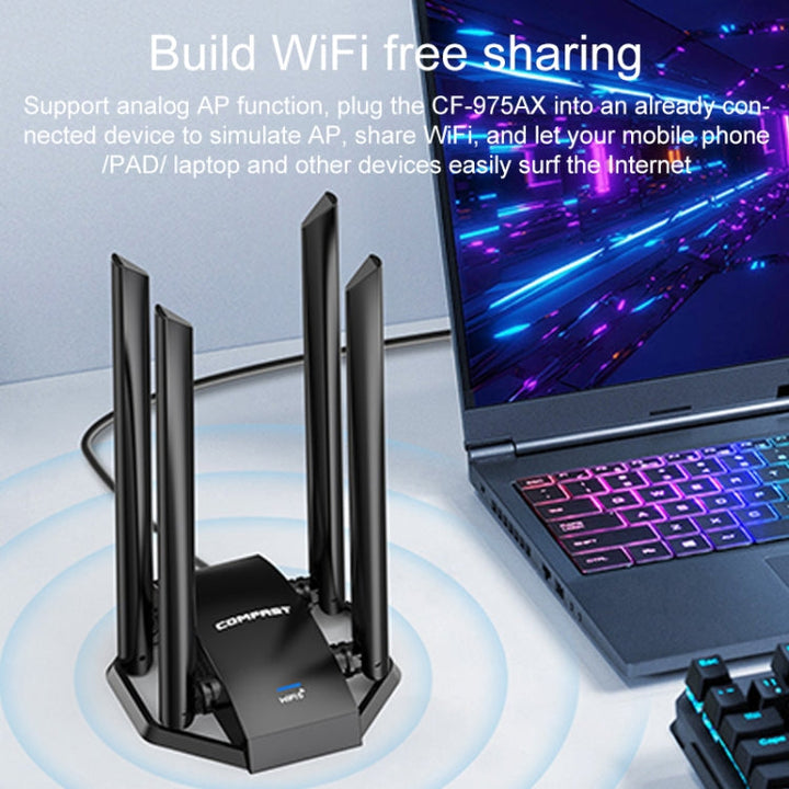 Lisslune | COMFAST CF-975AX 5400Mbps USB3.0 WiFi6 Dual Frequency Free Driver Network Adapter