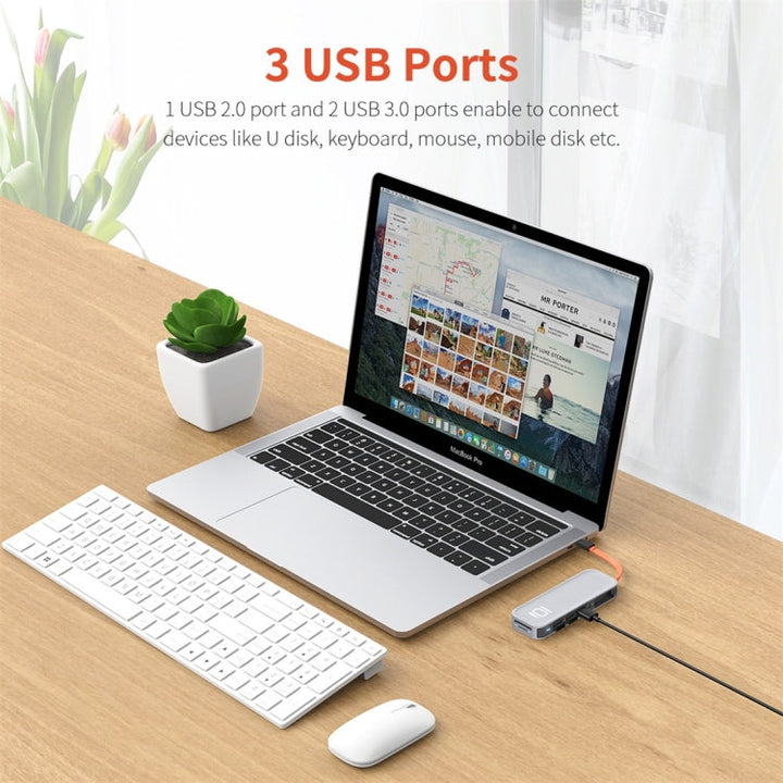 Lisslune | ROCK TR01 10 In 1 Type-C / USB-C to HDMI + VGA Multifunction Extension HUB Adapter (Silver)