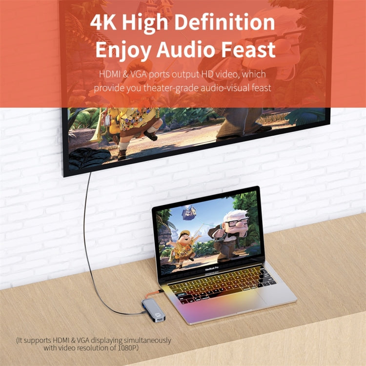 Lisslune | ROCK TR01 10 In 1 Type-C / USB-C to HDMI + VGA Multifunction Extension HUB Adapter (Silver)