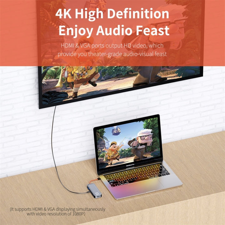 Lisslune | ROCK TR01 10 In 1 Type-C / USB-C to HDMI + VGA Multifunction Extension HUB Adapter (Silver)