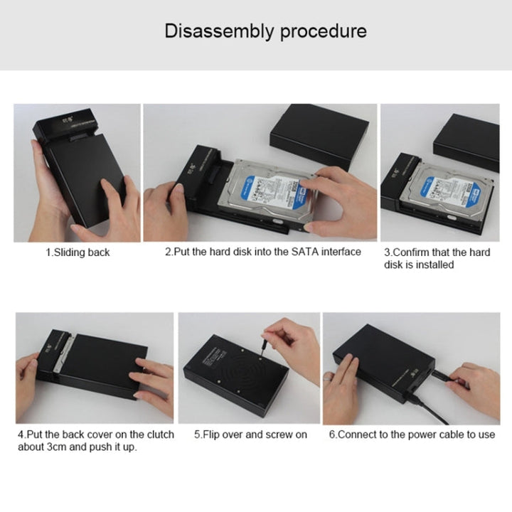 Lisslune | Universal SATA 2.5 / 3.5 Inch USB3.0 Interface External Solid State Drive Enclosure for Laptops / Desktop Computers, The maximum supported capacity: 10TB