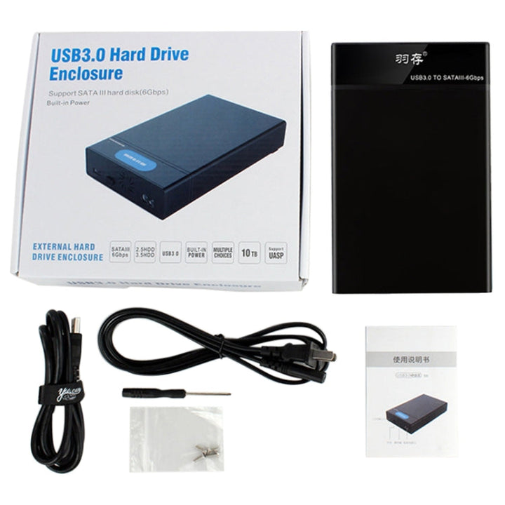 Lisslune | Universal SATA 2.5 / 3.5 Inch USB3.0 Interface External Solid State Drive Enclosure for Laptops / Desktop Computers, The maximum supported capacity: 10TB
