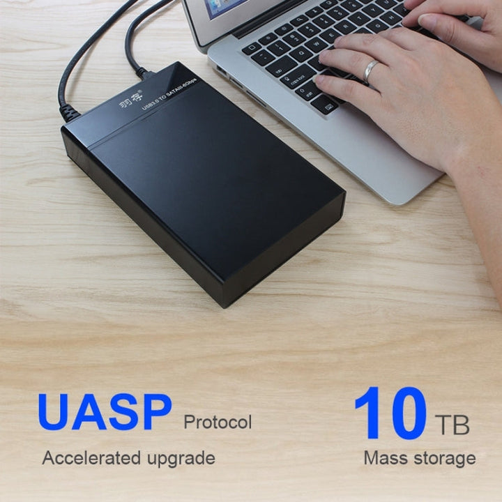Lisslune | Universal SATA 2.5 / 3.5 Inch USB3.0 Interface External Solid State Drive Enclosure for Laptops / Desktop Computers, The maximum supported capacity: 10TB