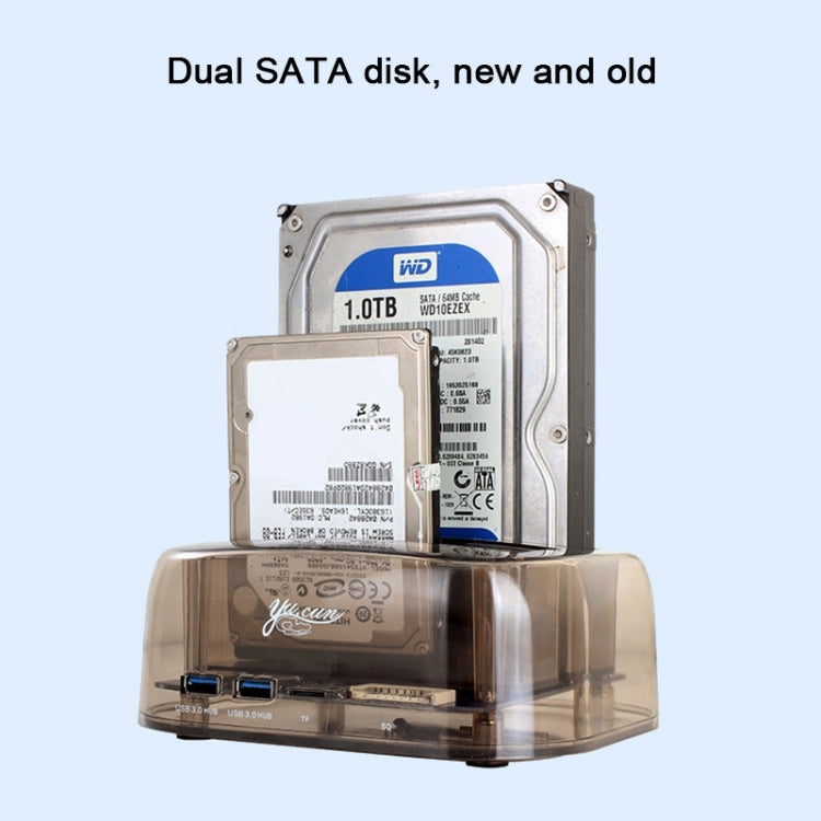 Lisslune | 2.5 / 3.5 inch USB3.0 Dual SATA HDD enclosure with HUB & OTB function, The maximum supported capacity: 16TB