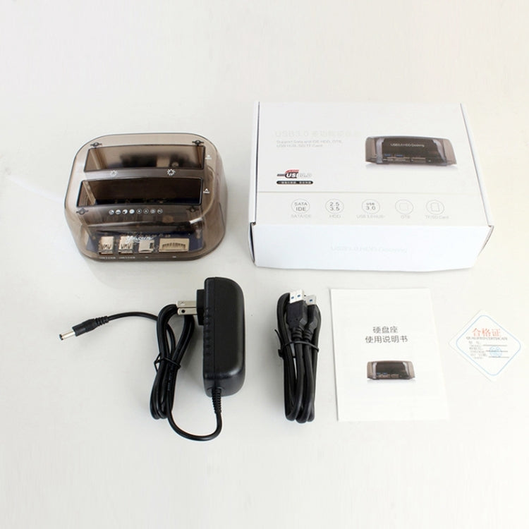 Lisslune | 2.5 / 3.5 inch USB3.0 Dual SATA HDD enclosure with HUB & OTB function, The maximum supported capacity: 16TB