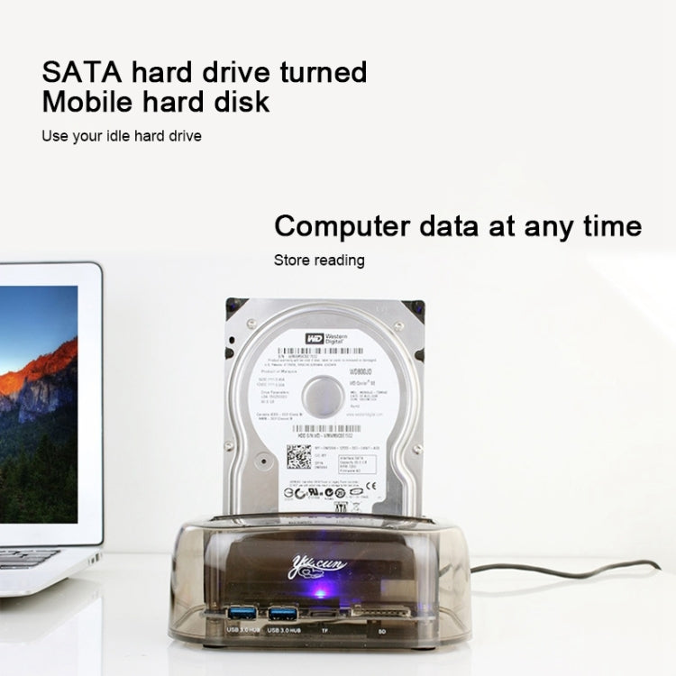 Lisslune | 2.5 / 3.5 inch USB3.0 Dual SATA HDD enclosure with HUB & OTB function, The maximum supported capacity: 16TB