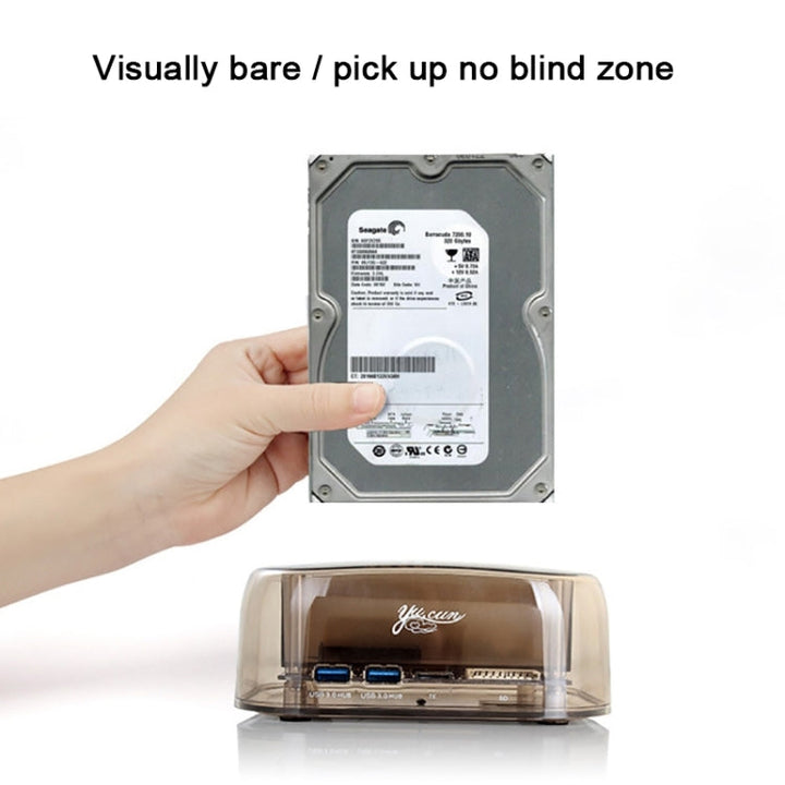 Lisslune | 2.5 / 3.5 inch USB3.0 Dual SATA HDD enclosure with HUB & OTB function, The maximum supported capacity: 16TB