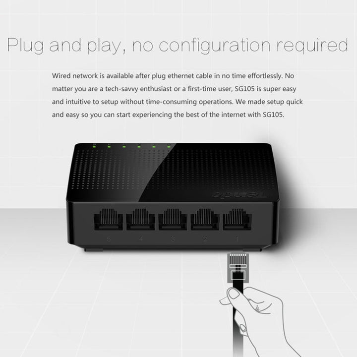 Lisslune | Tenda SG105 Mini 5 Ports 1000Mpbs Fast Gigabit Ethernet Network Switch LAN HUB