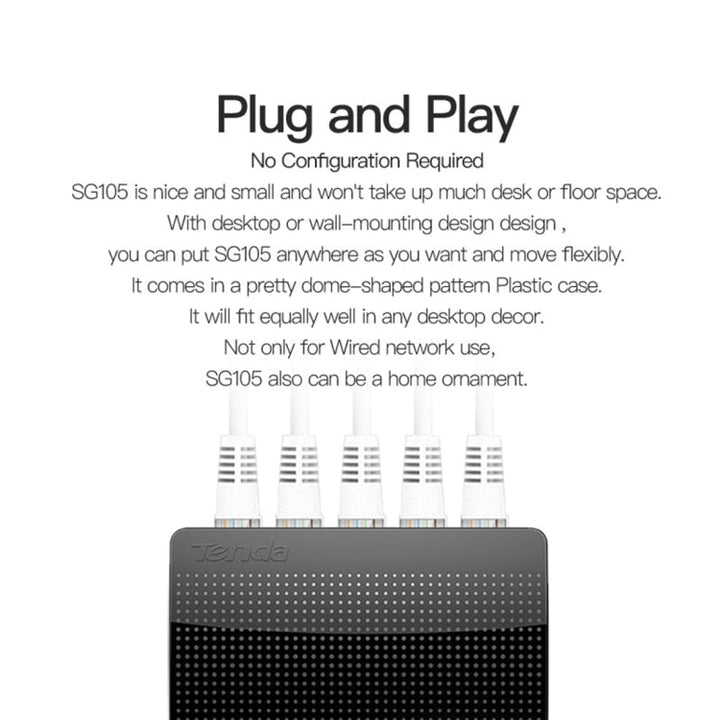 Lisslune | Tenda SG105 Mini 5 Ports 1000Mpbs Fast Gigabit Ethernet Network Switch LAN HUB