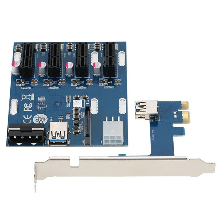 Lisslune | PCI-E to PCI-E Converter Card 1 to 4 1 X Express Card with 4 Ports PCI-E Slots