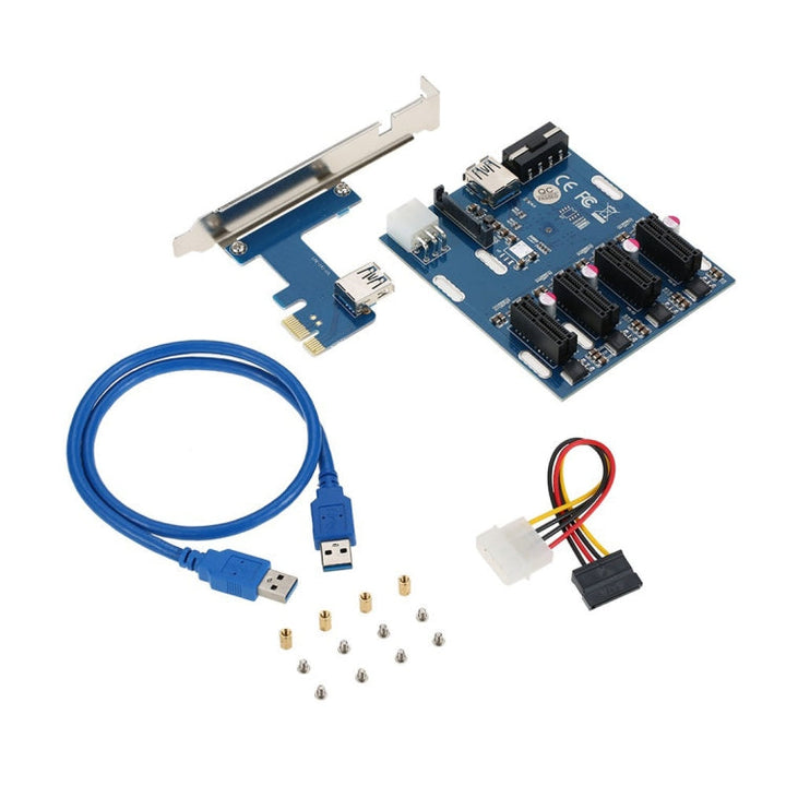 Lisslune | PCI-E to PCI-E Converter Card 1 to 4 1 X Express Card with 4 Ports PCI-E Slots