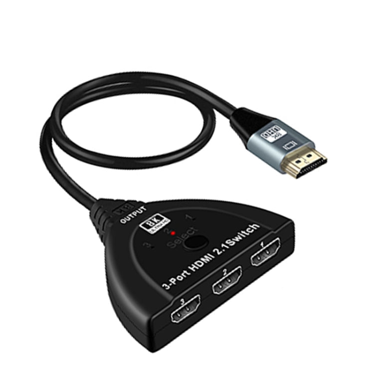 Lisslune | 3-Port HDMI 8K Switch Selector Box with Pigtail Cable (Black)