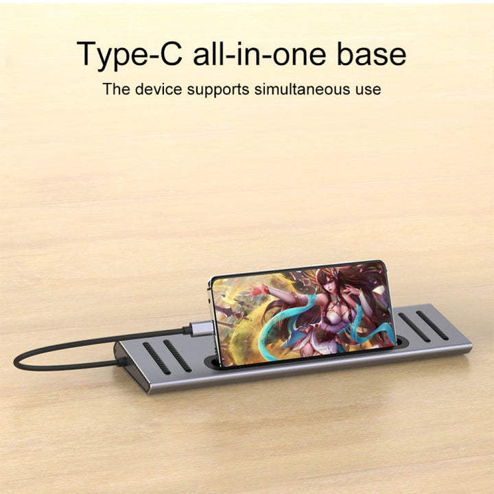 Lisslune | Onten 9199 12 in 1 USB-C / Type-C to USB-C / Type-C + TF / SD card slot + RJ45 + 3.5 mm audio + PD USB-C / Type-C charging + 2 HDMI + 4 USB 3.0 ports multifunctional HUB converter docking station