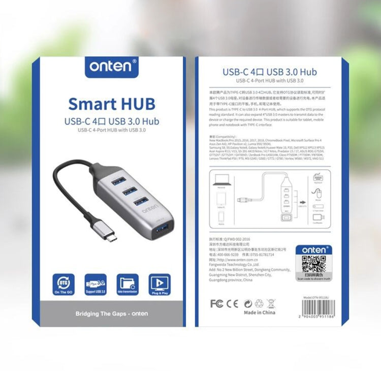 Lisslune | Onten 95118U 4 in 1 USB-C / Type-C to 4 USB 3.0 Ports Multifunctional HUB Converter Docking Station